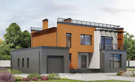 260-002-Л Проект двухэтажного дома, гараж, красивый загородный дом из газосиликатных блоков Анапа | Проекты домов от House Expert