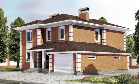 220-004-Л Проект двухэтажного дома и гаражом, средний загородный дом из кирпича Анапа | Проекты домов от House Expert
