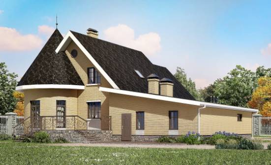 250-001-Л Проект двухэтажного дома с мансардой, гараж, современный домик из керамзитобетонных блоков Анапа | Проекты домов от House Expert