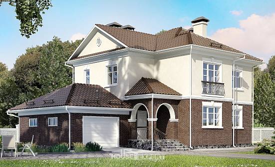 190-002-Л Проект двухэтажного дома, гараж, красивый загородный дом из теплоблока Анапа | Проекты домов от House Expert