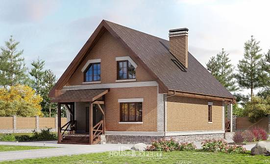 160-011-Л Проект двухэтажного дома мансардой, скромный загородный дом из поризованных блоков Анапа | Проекты домов от House Expert