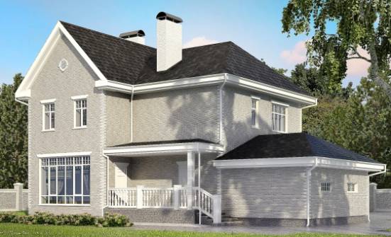 190-001-Л Проект двухэтажного дома и гаражом, современный домик из кирпича Анапа | Проекты домов от House Expert