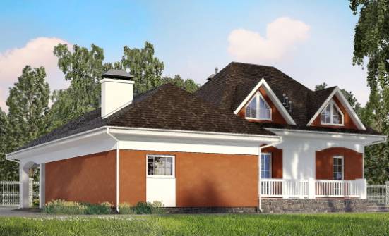 180-007-П Проект двухэтажного дома с мансардным этажом и гаражом, компактный домик из арболита Анапа | Проекты домов от House Expert