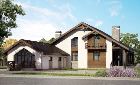 265-001-П Проект двухэтажного дома мансардой и гаражом, классический домик из бризолита Анапа | Проекты домов от House Expert