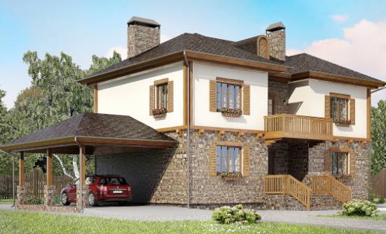 155-006-Л Проект двухэтажного дома и гаражом, красивый дом из поризованных блоков Анапа | Проекты домов от House Expert
