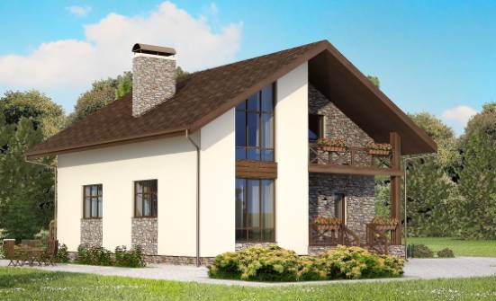 155-001-П Проект двухэтажного дома с мансардой, гараж, современный коттедж из пеноблока Анапа | Проекты домов от House Expert