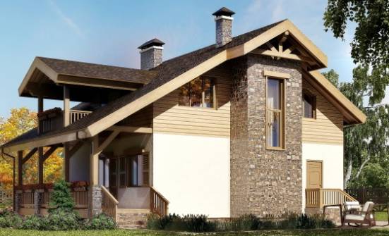 150-004-П Проект двухэтажного дома мансардой, простой дом из теплоблока Анапа | Проекты домов от House Expert