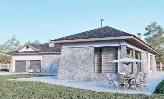 280-004-Л Проект одноэтажного дома и гаражом, огромный дом из блока Анапа | Проекты домов от House Expert
