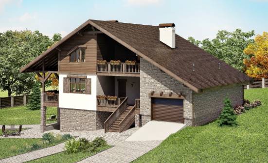 300-003-П Проект трехэтажного дома с мансардным этажом, гараж, просторный коттедж из кирпича Анапа | Проекты домов от House Expert