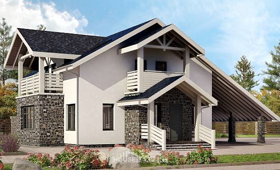 155-010-П Проект двухэтажного дома мансардный этаж, гараж, компактный загородный дом из теплоблока Анапа | Проекты домов от House Expert