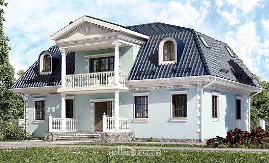 210-004-Л Проект двухэтажного дома с мансардой, простой домик из газосиликатных блоков Анапа | Проекты домов от House Expert