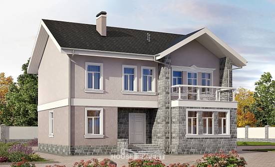 170-008-П Проект двухэтажного дома, бюджетный домик из теплоблока Анапа | Проекты домов от House Expert