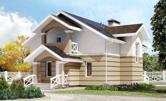 155-009-П Проект двухэтажного дома мансардный этаж, экономичный коттедж из поризованных блоков Анапа | Проекты домов от House Expert