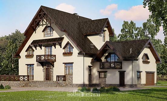 435-002-П Проект трехэтажного дома с мансардой и гаражом, большой домик из бризолита Анапа | Проекты домов от House Expert
