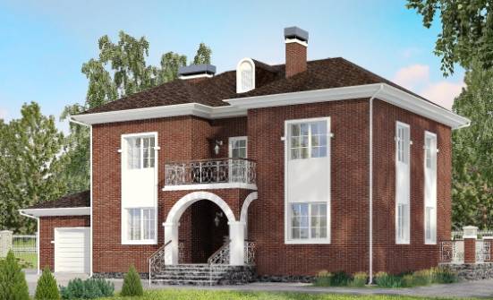 180-006-Л Проект двухэтажного дома, гараж, классический домик из кирпича Анапа | Проекты домов от House Expert