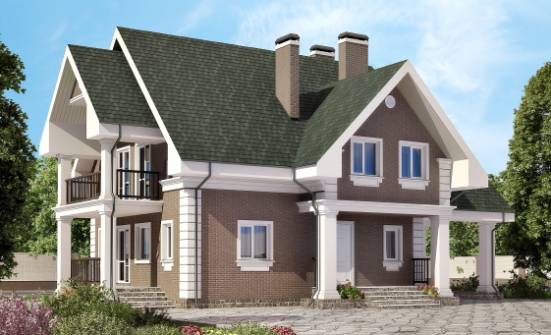 140-003-П Проект двухэтажного дома мансардой, гараж, классический дом из бризолита Анапа | Проекты домов от House Expert