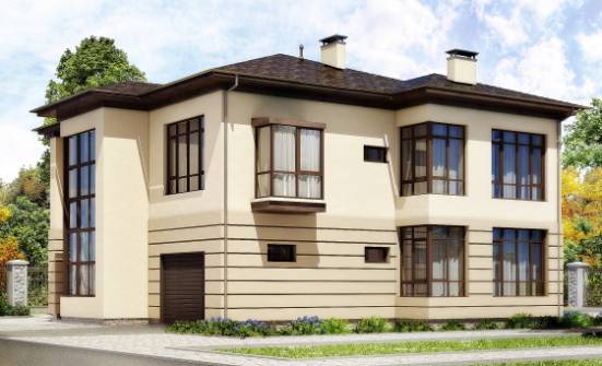 300-006-П Проект двухэтажного дома, гараж, современный загородный дом из кирпича Анапа | Проекты домов от House Expert