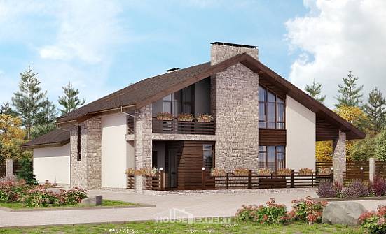 480-001-Л Проект трехэтажного дома с мансардой, красивый загородный дом из бризолита Анапа | Проекты домов от House Expert