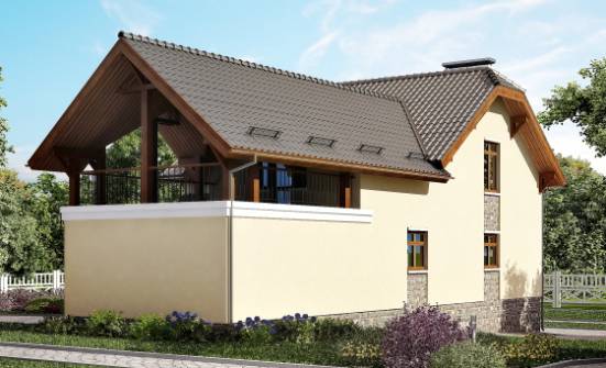 255-003-П Проект трехэтажного дома мансардой и гаражом, уютный загородный дом из керамзитобетонных блоков Анапа | Проекты домов от House Expert