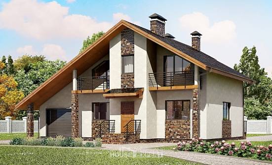 180-008-Л Проект двухэтажного дома мансардой и гаражом, просторный загородный дом из бризолита Анапа | Проекты домов от House Expert