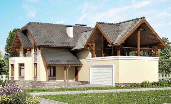255-003-П Проект трехэтажного дома мансардой и гаражом, уютный загородный дом из керамзитобетонных блоков Анапа | Проекты домов от House Expert