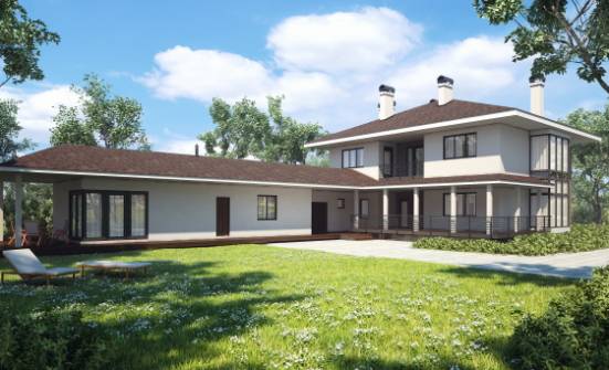 340-001-П Проект двухэтажного дома и гаражом, огромный домик из кирпича Анапа | Проекты домов от House Expert