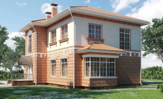 285-001-Л Проект двухэтажного дома, гараж, классический коттедж из кирпича Анапа | Проекты домов от House Expert