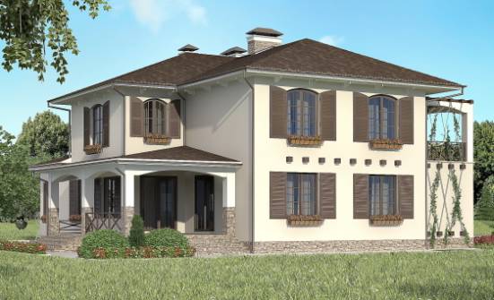 285-002-П Проект двухэтажного дома и гаражом, просторный загородный дом из кирпича Анапа | Проекты домов от House Expert
