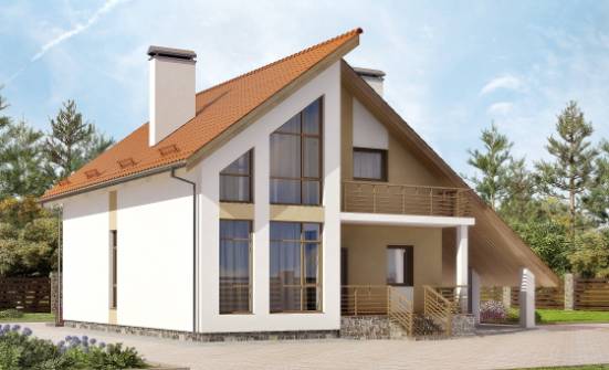 170-009-П Проект двухэтажного дома мансардой, гараж, небольшой домик из газобетона Анапа | Проекты домов от House Expert