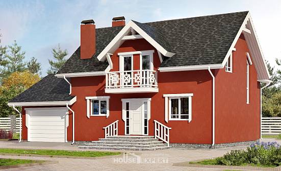 180-013-Л Проект двухэтажного дома с мансардой, гараж, бюджетный домик из газобетона Анапа | Проекты домов от House Expert