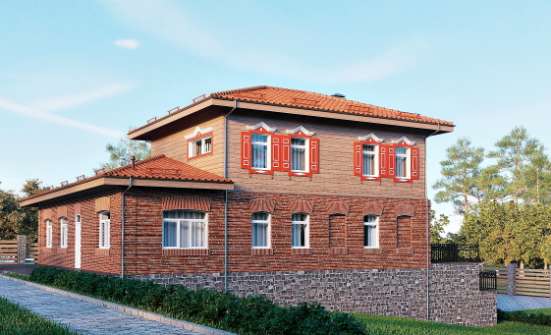 380-002-Л Проект трехэтажного дома и гаражом, современный коттедж из кирпича Анапа | Проекты домов от House Expert