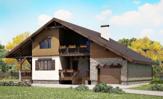 220-005-П Проект двухэтажного дома мансардой, гараж, простой загородный дом из кирпича Анапа | Проекты домов от House Expert