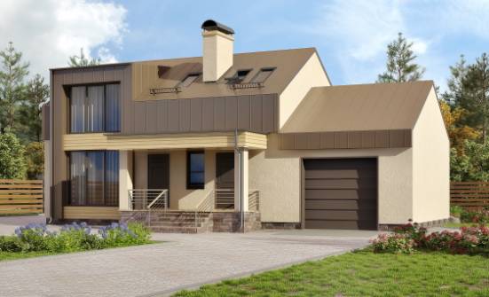 150-015-Л Проект двухэтажного дома с мансардой и гаражом, недорогой домик из теплоблока Анапа | Проекты домов от House Expert