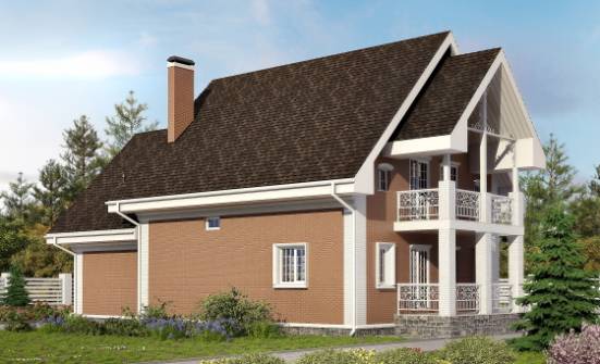 185-003-П Проект двухэтажного дома мансардный этаж и гаражом, уютный домик из бризолита Анапа | Проекты домов от House Expert