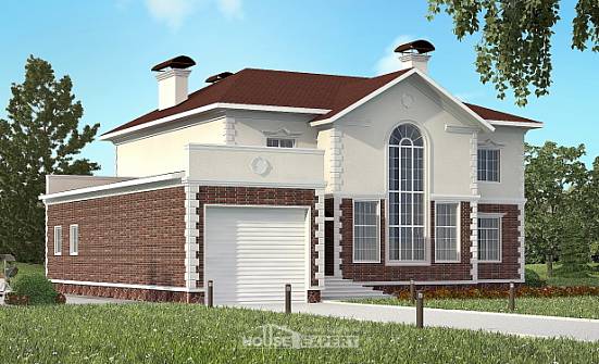380-001-Л Проект двухэтажного дома и гаражом, большой домик из кирпича Анапа | Проекты домов от House Expert