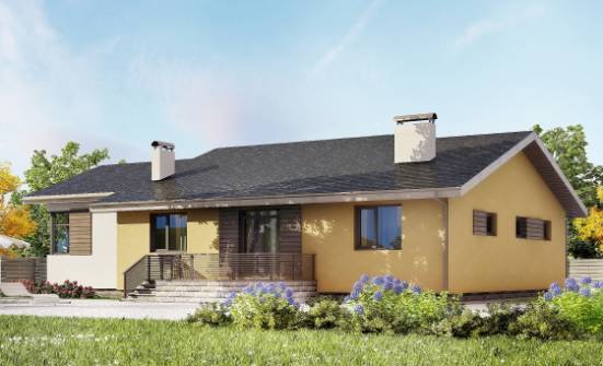 135-002-Л Проект одноэтажного дома и гаражом, красивый загородный дом из бризолита Анапа | Проекты одноэтажных домов от House Expert