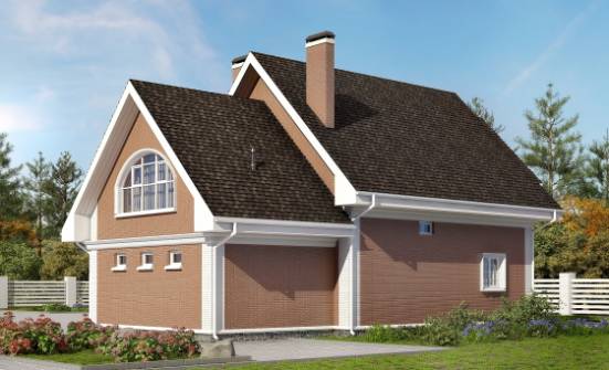185-003-П Проект двухэтажного дома мансардный этаж и гаражом, уютный домик из бризолита Анапа | Проекты домов от House Expert