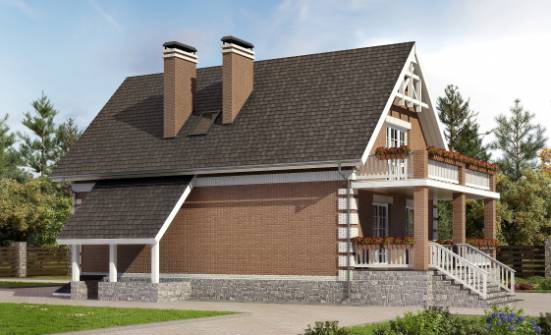 200-009-Л Проект трехэтажного дома мансардой, гараж, современный домик из керамзитобетонных блоков Анапа | Проекты домов от House Expert