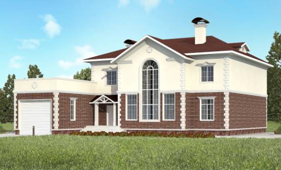 380-001-Л Проект двухэтажного дома и гаражом, большой домик из кирпича Анапа | Проекты домов от House Expert