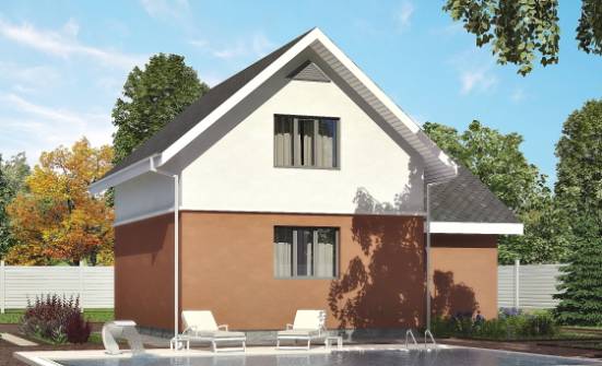 120-002-Л Проект двухэтажного дома мансардой, гараж, бюджетный дом из поризованных блоков Анапа | Проекты домов от House Expert