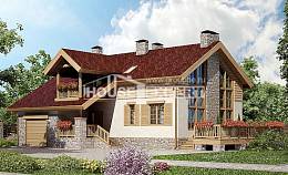 165-002-П Проект двухэтажного дома мансардой и гаражом, бюджетный домик из газосиликатных блоков Анапа, House Expert