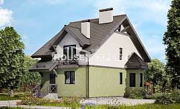 120-003-П Проект двухэтажного дома мансардой, экономичный загородный дом из пеноблока Анапа, House Expert