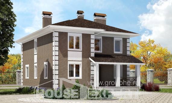 185-002-П Проект двухэтажного дома, бюджетный домик из пеноблока Анапа, House Expert