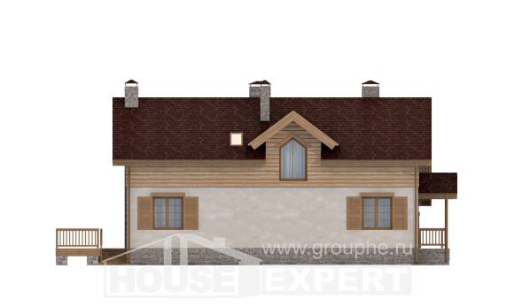 165-002-П Проект двухэтажного дома мансардой и гаражом, простой домик из керамзитобетонных блоков Анапа, House Expert