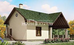 060-001-Л Проект двухэтажного дома мансардой и гаражом, компактный коттедж из газобетона, House Expert