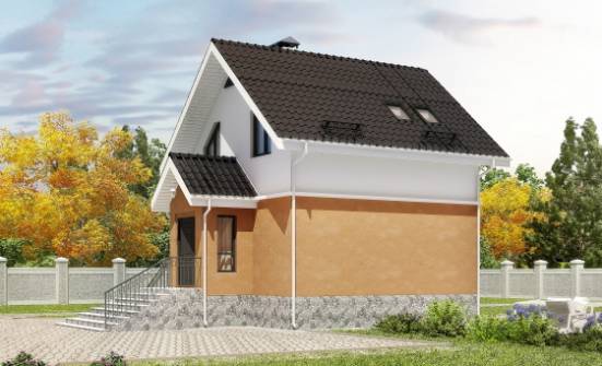 100-005-Л Проект трехэтажного дома с мансардой, простой загородный дом из бризолита Анапа | Проекты домов от House Expert