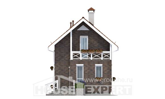 045-001-Л Проект двухэтажного дома мансардный этаж, скромный домик из теплоблока Анапа, House Expert