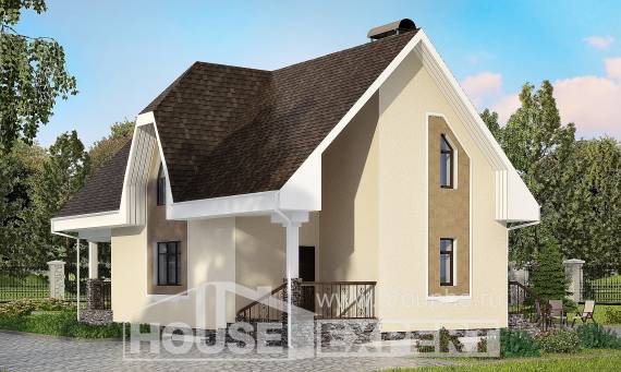 125-001-Л Проект двухэтажного дома с мансардным этажом, бюджетный коттедж из арболита Анапа, House Expert