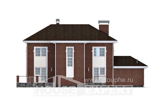 180-006-Л Проект двухэтажного дома и гаражом, красивый дом из кирпича Анапа, House Expert