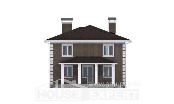 185-002-П Проект двухэтажного дома, недорогой загородный дом из поризованных блоков Анапа, House Expert